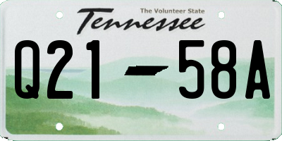 TN license plate Q2158A