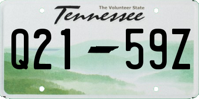 TN license plate Q2159Z