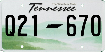 TN license plate Q2167O