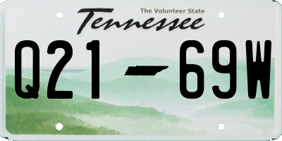 TN license plate Q2169W