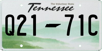 TN license plate Q2171C