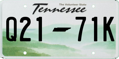 TN license plate Q2171K