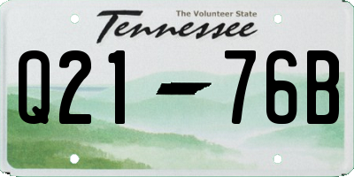 TN license plate Q2176B