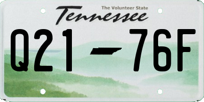 TN license plate Q2176F