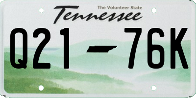 TN license plate Q2176K
