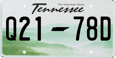 TN license plate Q2178D