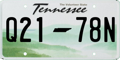 TN license plate Q2178N
