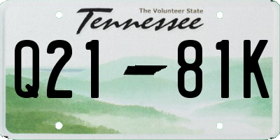 TN license plate Q2181K