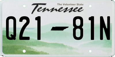 TN license plate Q2181N