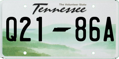 TN license plate Q2186A