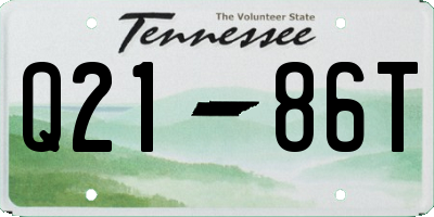TN license plate Q2186T