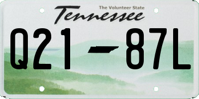 TN license plate Q2187L