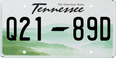 TN license plate Q2189D