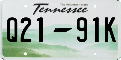 TN license plate Q2191K