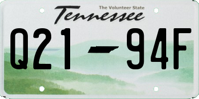 TN license plate Q2194F