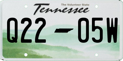 TN license plate Q2205W