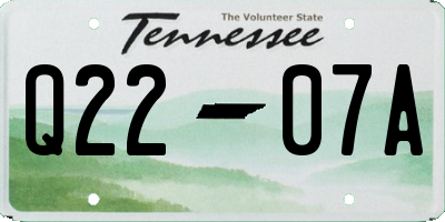 TN license plate Q2207A