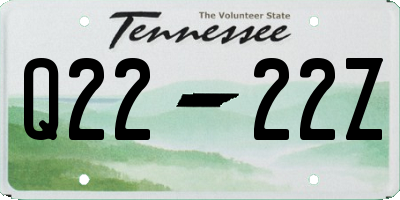 TN license plate Q2222Z