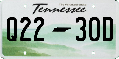 TN license plate Q2230D