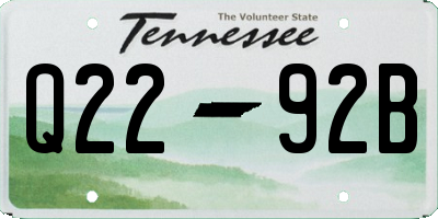 TN license plate Q2292B
