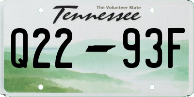 TN license plate Q2293F