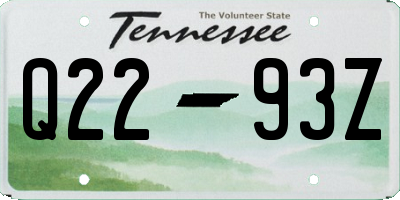 TN license plate Q2293Z