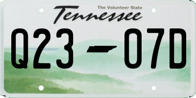 TN license plate Q2307D