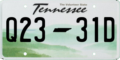 TN license plate Q2331D