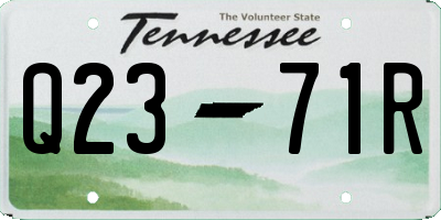 TN license plate Q2371R