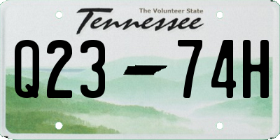 TN license plate Q2374H