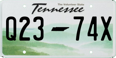 TN license plate Q2374X