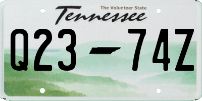 TN license plate Q2374Z