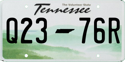 TN license plate Q2376R
