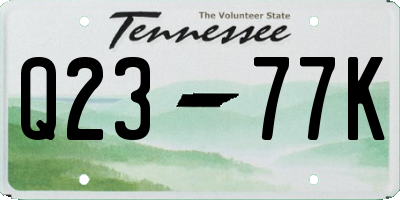 TN license plate Q2377K