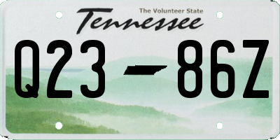 TN license plate Q2386Z