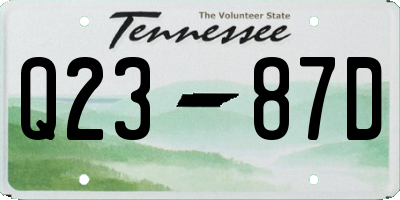 TN license plate Q2387D