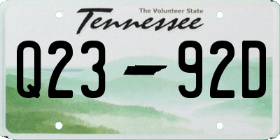 TN license plate Q2392D