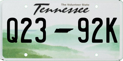 TN license plate Q2392K