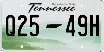 TN license plate Q2549H