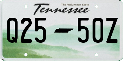 TN license plate Q2550Z