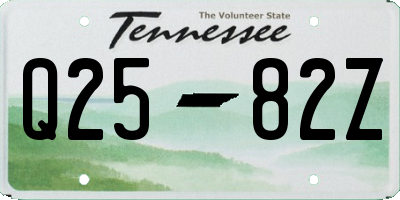 TN license plate Q2582Z