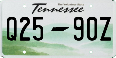 TN license plate Q2590Z
