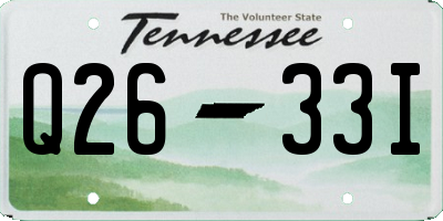 TN license plate Q2633I