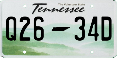 TN license plate Q2634D