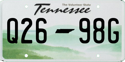 TN license plate Q2698G