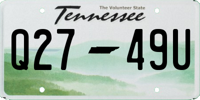 TN license plate Q2749U