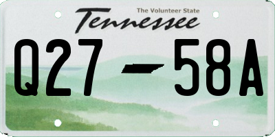 TN license plate Q2758A