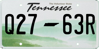 TN license plate Q2763R