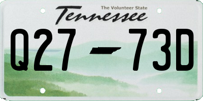 TN license plate Q2773D