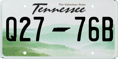 TN license plate Q2776B
